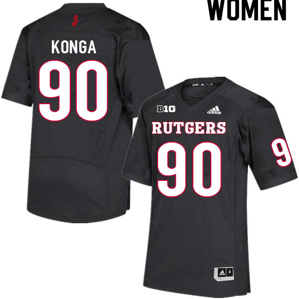 Women #90 Rene Konga Rutgers Scarlet Knights College Football Jerseys Sale-Black - Click Image to Close
